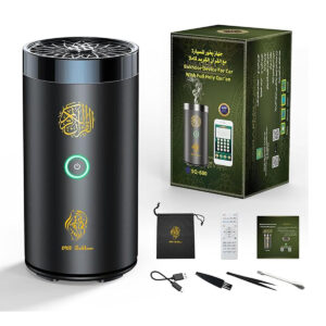 2 in 1 electric bakhoor incense burner with quran speaker & remote control – aroma diffuser for home, car & office
